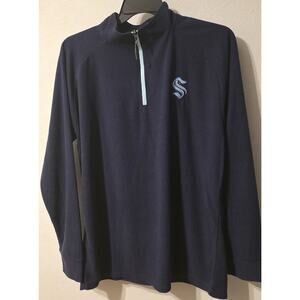 NHL Seattle Kraken Offiially Licensed Blue 1/4 Zip Pullover Lg NWT Logo